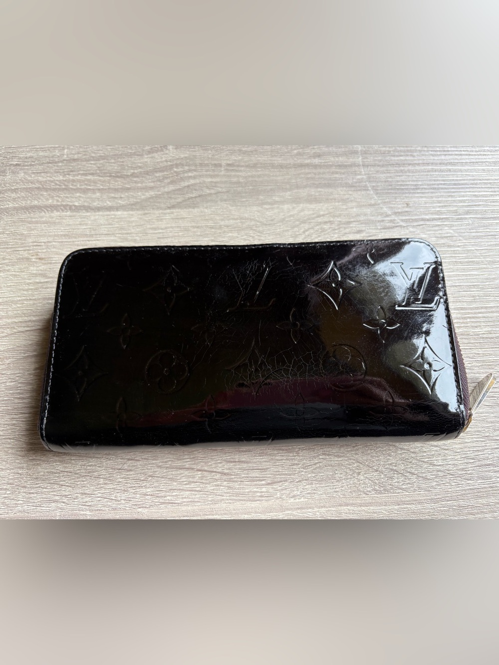 Louis Vuitton Black Vernis Monogram Zip Wallet